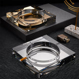 square glass ashtray silver edge modern luxury table setting