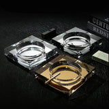 square glass ashtrays crystal heavy base minimalist style