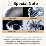 Special note image explaining tiny air bubbles and glassware marks are normal in crystal glass ashtrays