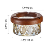 Cute Crystal Glass Ashtray with Wooden Cigarette Rest Cool Ash Tray