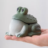 Cute Frog Ceramic Covered Ashtray with Lid Windproof Outdoor Ash Tray