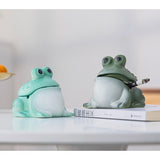 Cute Frog Ceramic Covered Ashtray with Lid Windproof Outdoor Ash Tray