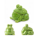 Cute Frog Ceramic Covered Ashtray with Lid Windproof