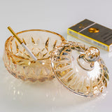 Cute Glass Ashtray with Lid Smokeless Covered Lidded Ash Tray Windproof