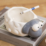 Cute Lamb Ashtray Cool Ceramic Animal Ash Tray Minimalist White