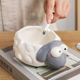 Cute Lamb Ashtray Cool Ceramic Animal Ash Tray Minimalist White