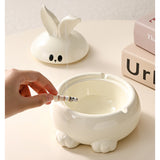 Cute Rabbit Ashtray with Lid Ceramic Cool Covered Lidded Smokeless Windproof Ash Tray Home Decor