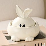 Cute Rabbit Ashtray with Lid Ceramic Cool Covered Lidded Smokeless Windproof Ash Tray Home Decor