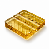 Amber Gold crystal glass cigar rest with diamond-cut pattern and dual cigar grooves