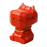 Orange dizzy hippo ceramic ashtray with lid and gold tone necklace