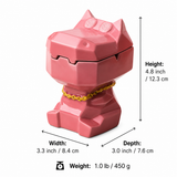 Pink hippo ceramic ashtray size guide with dimensions weight and ceramic material