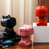 Cute ceramic hippo ashtrays with lids in pink black and red for indoor tabletop use