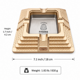 Egyptian pyramid metal cigar ashtray size guide with dimensions and weight