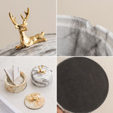 Elegant Covered Ceramic Ashtray with Golden Deer Knob Cool Cute Lidded Outdoor Smokeless Ash Tray