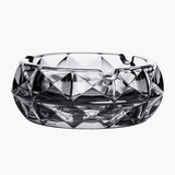 Smoke gray faceted glass ashtray with cigarette rests