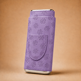 Lavender purple floral leather cigar case with cedar wood lining