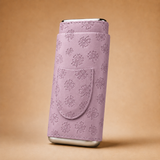 Dusty rose pink floral leather cigar case with front pocket