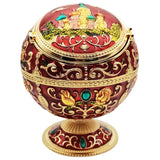 Globe Ashtray with Flip Lid Castle Carving Metal Ash Tray Vintage Retro