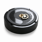 Heavyweight natural stone yin-yang ashtray with removable lid and gold accent