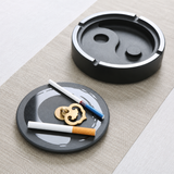Natural stone ashtray with removable yin-yang lid for cigarettes