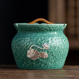 Japanese Ceramic Ashtray with Lid Lotus Design Decorative Ash Tray