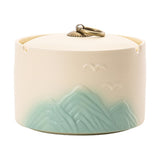 Japanese Ceramic Covered Ashtray Mountain Design Decorative Ash Tray Lidded Smokeless for Patio