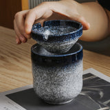 Japanese Retro Ashtray with Funnel Lid Ceramic Cool Cute Ash Tray windproof covered lidded