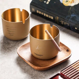 Khaki Matte Gold Stainless Steel Ashtray Modern Minimalist Cool Cute Ash Tray Beige