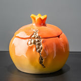 Lidded Ashtray Ceramic Pomegranate Decorative Cool Cute Ash Tray Covered Windproof Smokeless