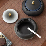Lidded Ashtray Ceramic Windproof Outdoor Smokeless Cute Cool Elegant Ash Tray with Lid