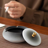 Lidded Ashtray Ceramic Windproof Outdoor Smokeless Cute Cool Elegant Ash Tray with Lid