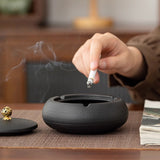 Lidded Ashtray Ceramic Windproof Outdoor Smokeless Cute Cool Elegant Ash Tray with Lid