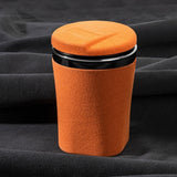 Orange LED car ashtray with lid on black fabric