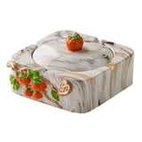 Gray gold marble-look ceramic ashtray with removable lid and persimmon accent