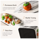 Lidded ceramic ashtray feature image showing persimmon knob, marble-style veining and non-slip base
