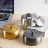 Lidded Outdoor Ashtray Smokeless Ash Tray Stainless Steel Cool Cute Covered Windproof Metal