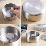Lidded Outdoor Ashtray Smokeless Ash Tray Stainless Steel Cool Cute Covered Windproof Metal