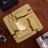 Top view of gold electroplated ceramic cigar ashtrays