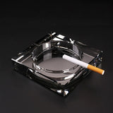 Black crystal glass ashtray square with cigarette premium dark setting