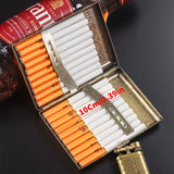 Open engraved cigarette case showing cigarettes stored inside