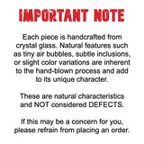 Handcrafted glass variation notice for crystal ashtray