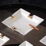Luxury White Ceramic Cigar Ashtray Premium Cool Large Ash Tray 