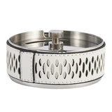 Metal Ashtray with Rotatable Lid and Leather Cover Stainless Steel Ash Tray