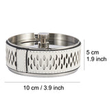 Metal Ashtray with Rotatable Lid and Leather Cover Stainless Steel Ash Tray