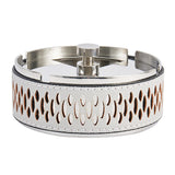 Metal Ashtray with Rotatable Lid and Leather Cover Stainless Steel Ash Tray