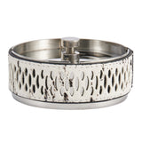 Metal Ashtray with Rotatable Lid and Leather Cover Stainless Steel Ash Tray