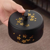 Metal Ashtray with Lid Stainless Steel Covered Ash Tray Flowers