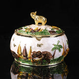 Metal Ashtray with Lid Vintage Elephant Cool Cute Ash Tray Windproof Covered Lidded Smokeless