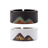 Minimalist Ashtray Coarse Pottery Mountains Black White Cool Cute Ash Tray