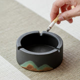 Minimalist Ashtray Coarse Pottery Mountains Black White Cool Cute Ash Tray